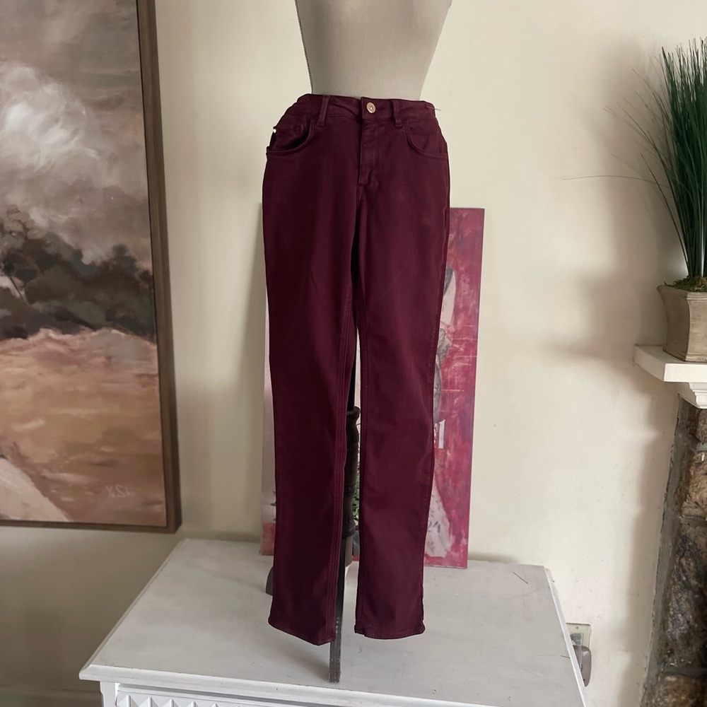 Zara Burgundy Stretch Jeans